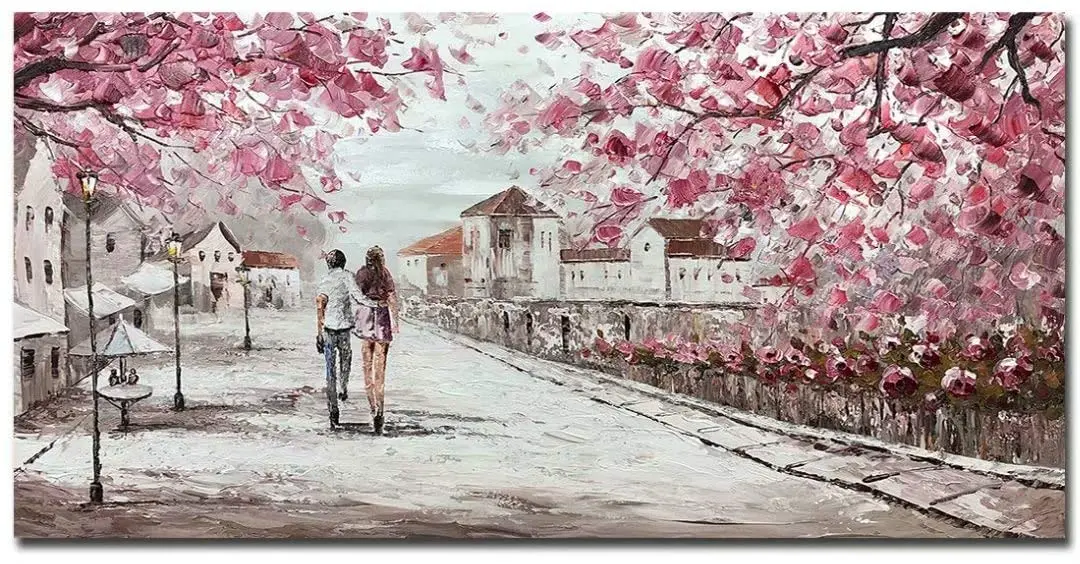 

Romantic Elements Pink Memories Hand Painted Oil Painting Acrylic Canvas Wall Art Living Room Bedroom Decoration No Framed