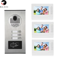 video doorbell 7 inch memory video doorphone multi apartments building doorbell for 3 family