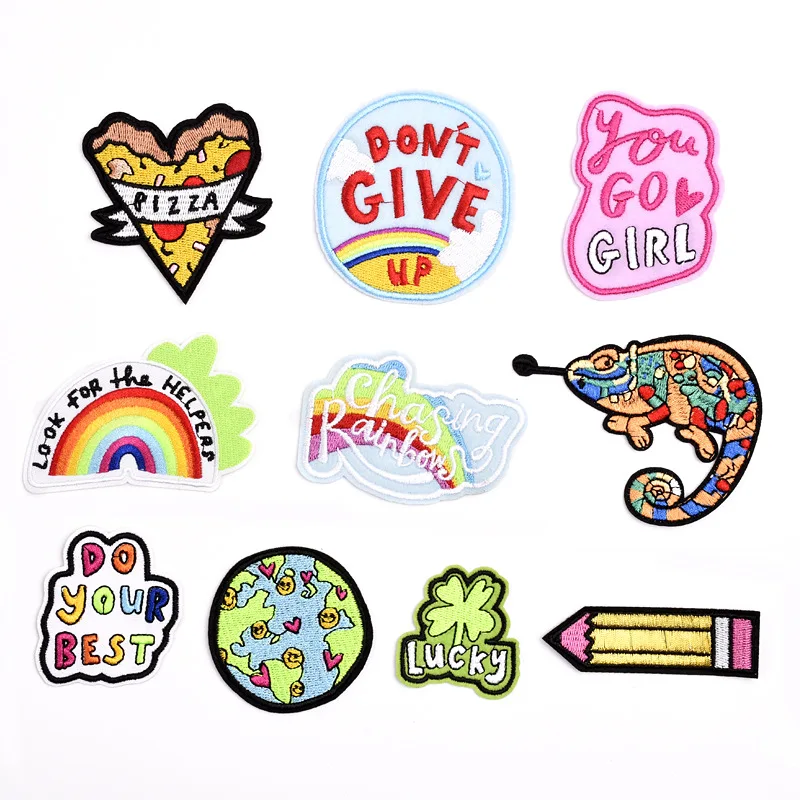 Мультяшные декоративные нашивки с рисунком сердца дерева пищи вышитые