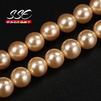 wholesale gold natural shell pearl round loose beads for jewelry making choker making diy bracelet necklace 4681012mm 15