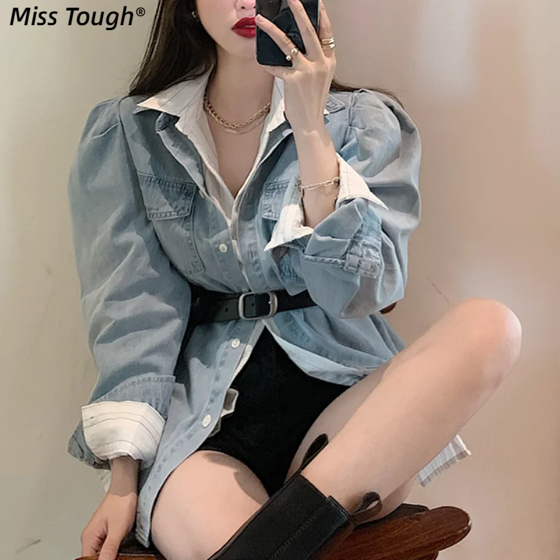 

Autumn Blue Chic Vintage Denim Coat Women Korean Casula Sweet Coat Female Long Sleeve Spring High Street Retro Deim Tops 2021