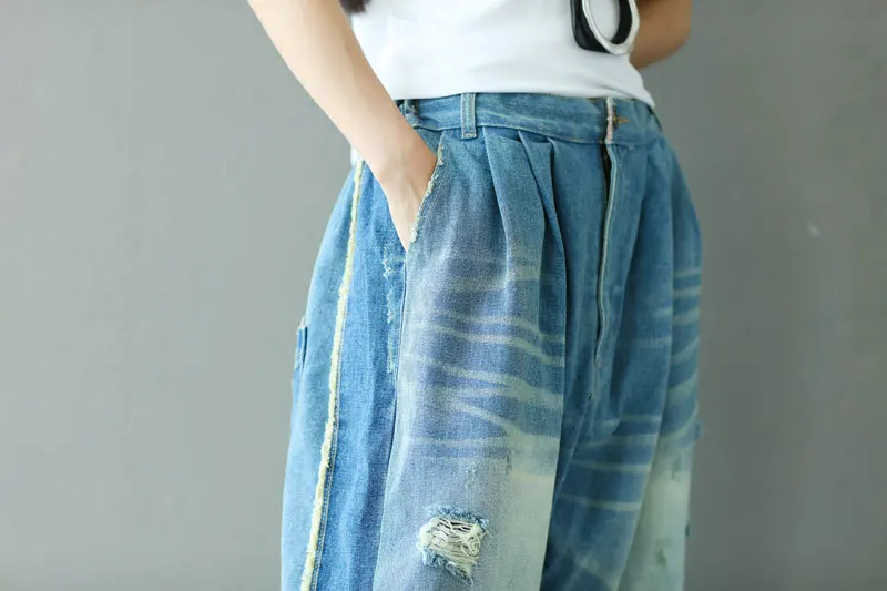 Джинсы женские с высокой талией рваные джинсы кисточками Новое поступление