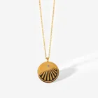 Круглое ожерелье с подвеской в виде диска из 18-каратного золота с фианитом и изящным искусственным камнем, модные ювелирные украшения из нержавеющей стали