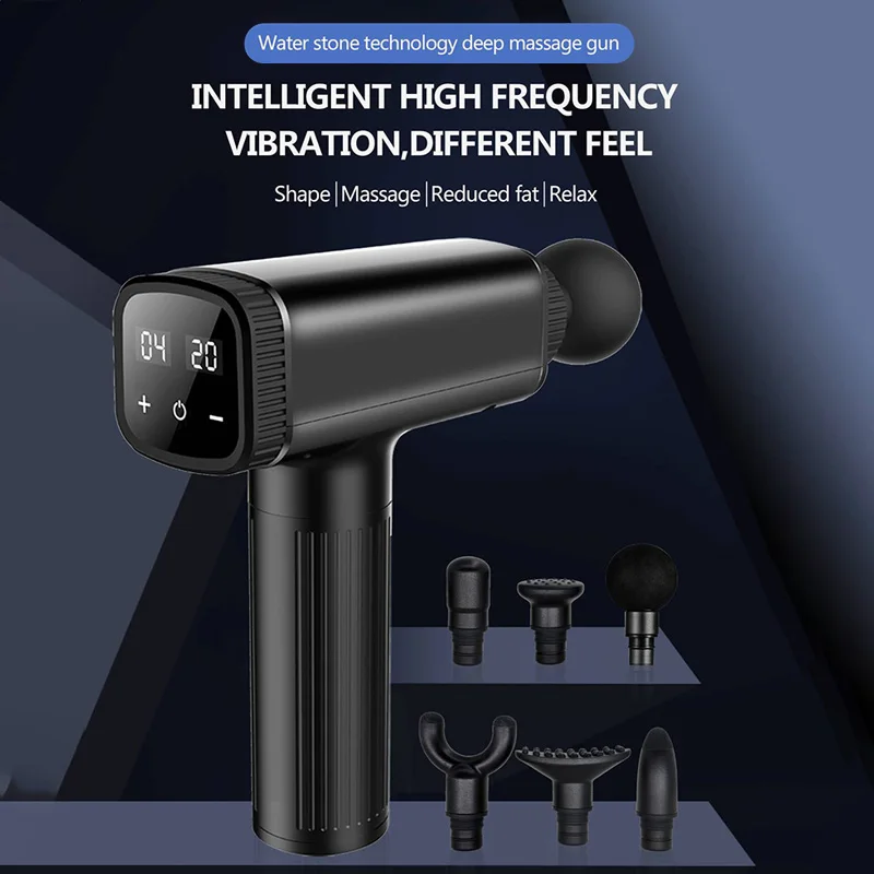 

6 Heads Electric Muscle Massage Gun With LCD Display Deep Tissue Massager Therapy Exercising Fascia Gun Slimming Shaping Massage