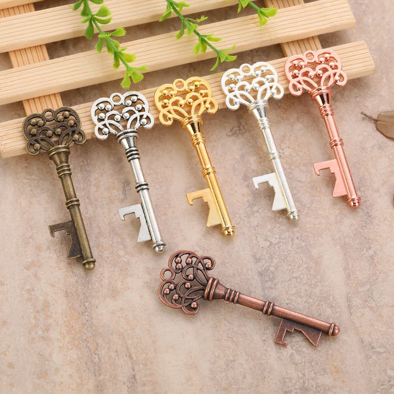 5pc Portable Key Bottle Opener Rose Gold Silver Retro Metal Keychain Hanging Ring Beer Opener Home Bar Tool Unique Creative Gift