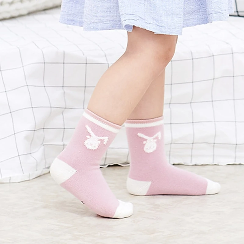 

5 Pairs Child Kids Cotton Crew Socks Cute Cartoon Animal Print Novelty Stockings F3ME
