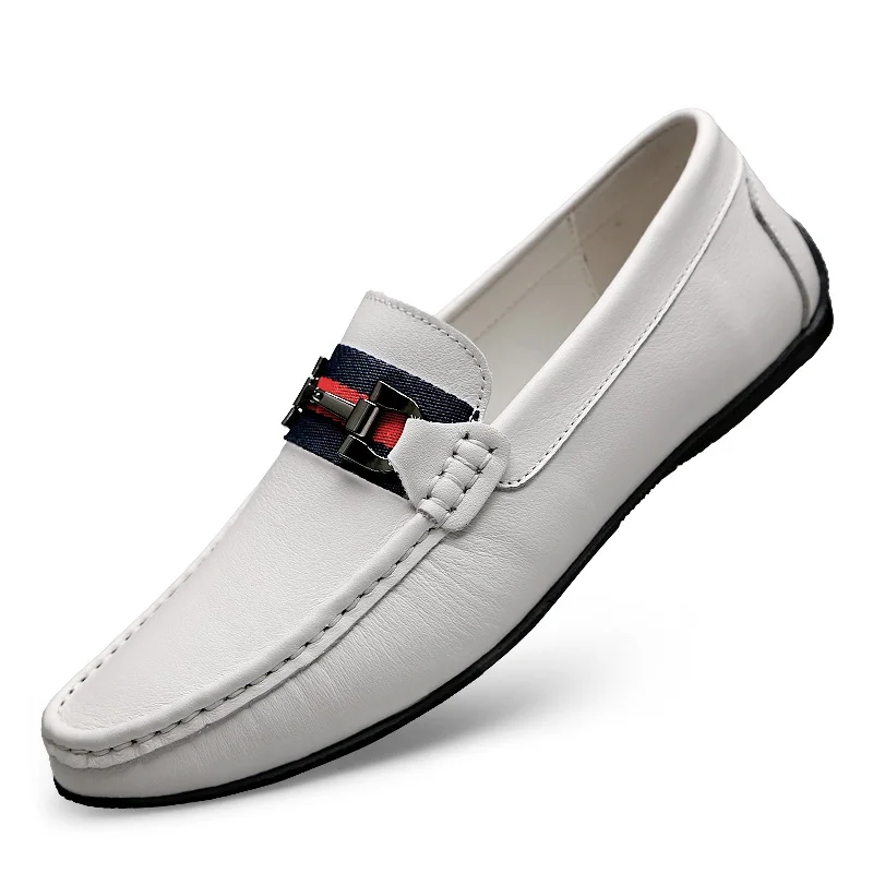 6099-white Мужские лоферы; повседневные кроссовки из натуральной кожи; мужские модные водонепроницаемые Мокасины с бахромой; мягкая модельная обувь для вечеринок; Мужская обувь; chaussure homme - Color: 6099-white