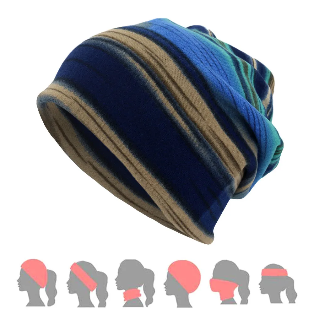 

Unisex Stripe Hat Scarf Beanie Cap Casual Outdoor Skiing Warm Fashion Windproof Hats Women Men Skullies Beanies