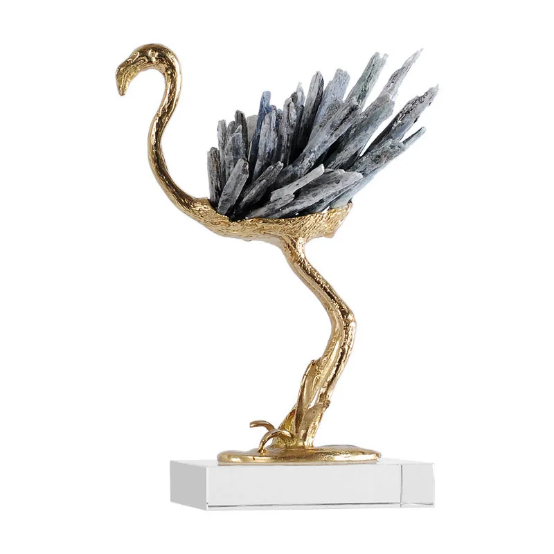 

Crystal Fairy Crane Statue Crafts Ornaments Golden Copper Crane Figurine Desk Decor Handicraft Statuette Home Decoration Modern
