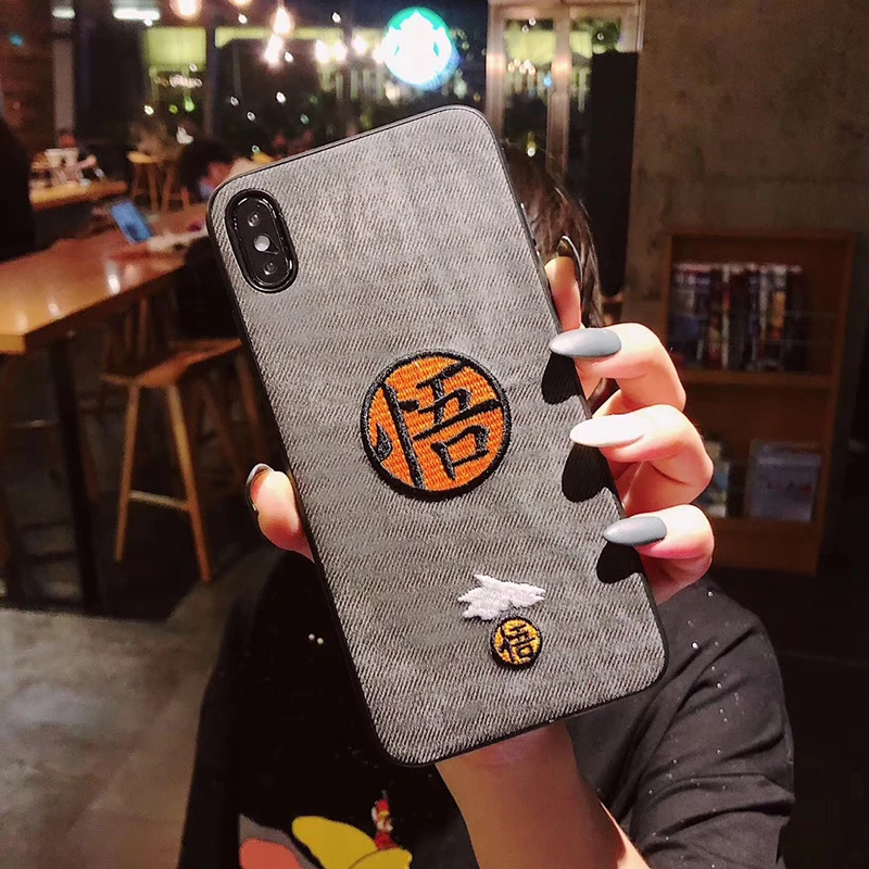 Luxury embroidery Dragon Ball Super Z Son Goku soft cover case for iphone apple 6 plus 7 8 8plus X XR XS MAX 11 Pro phone coque