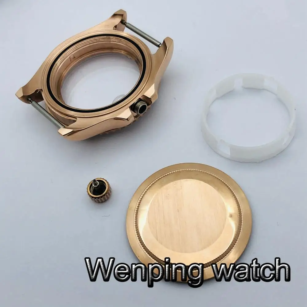 40 мм розовое золото стерильный чехол Двусторонняя вращающаяся рамка сапфировое