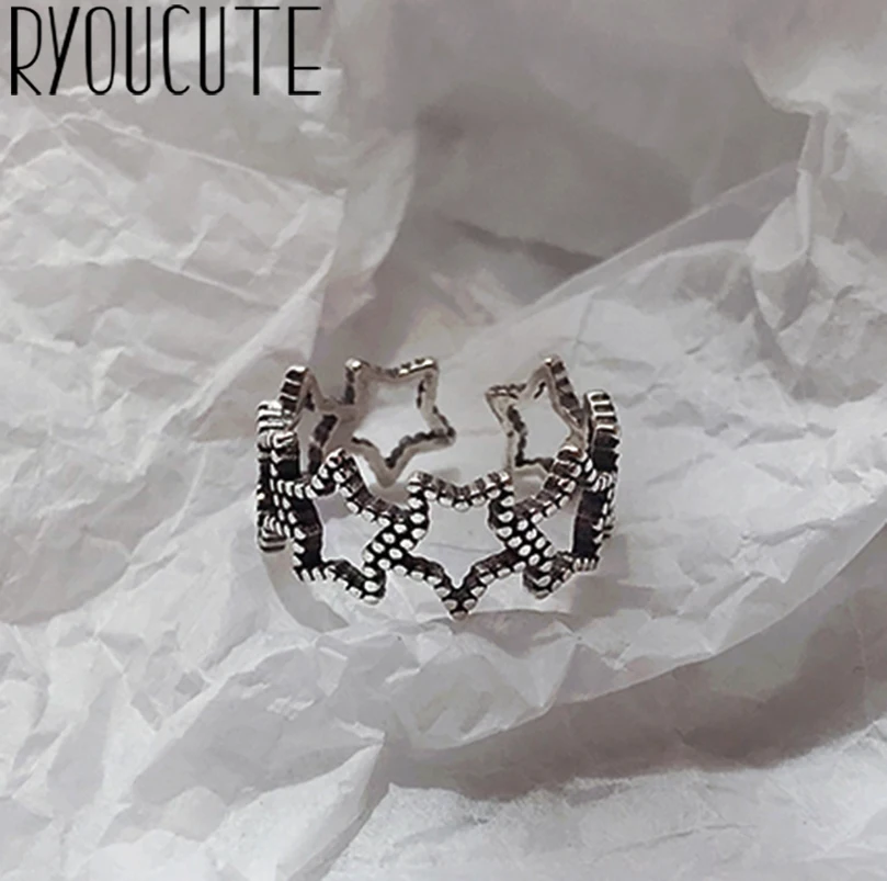 Кольца с полыми звездами для женщин и мужчин обручальные Винтажные Ювелирные