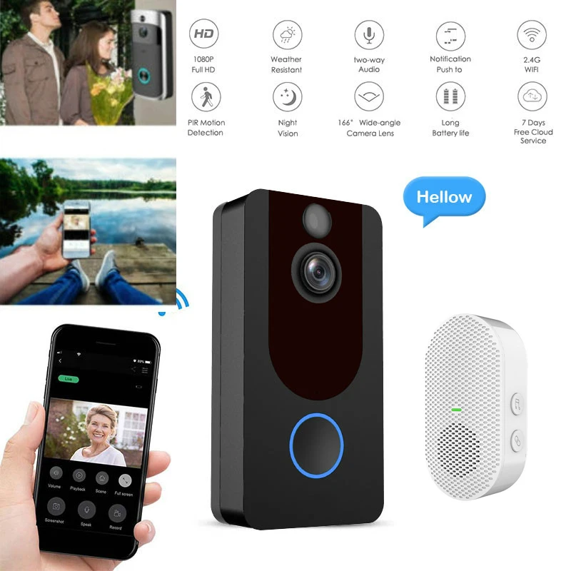 2021 1080P Wifi Video Deurbel Video Deurtelefoon Voor Appartementen Ir Alarm Draadloze Beveiliging Camera