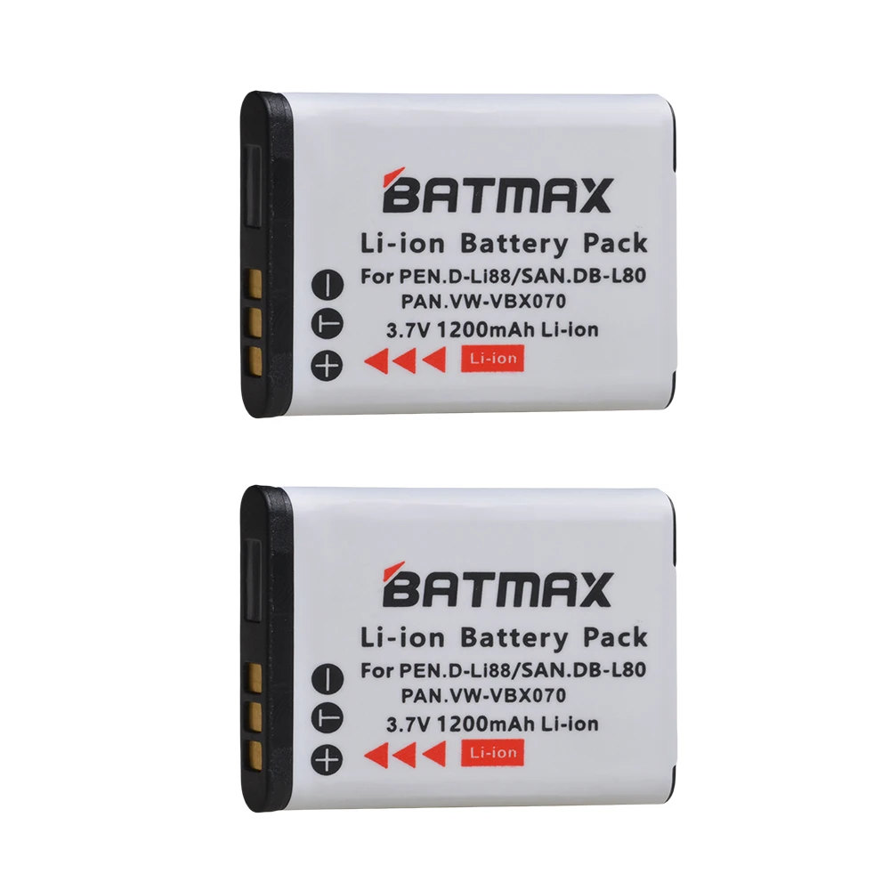 2X 1200mAh D-Li88 DLI88  DB-L80 VW-VBX070 Li-ion Battery  fo