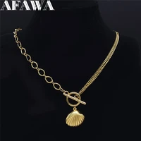 punk shell stainless%c2%a0steel choker necklace for women gold color chain necklace jewelry joyeria acero inoxidable nxs01