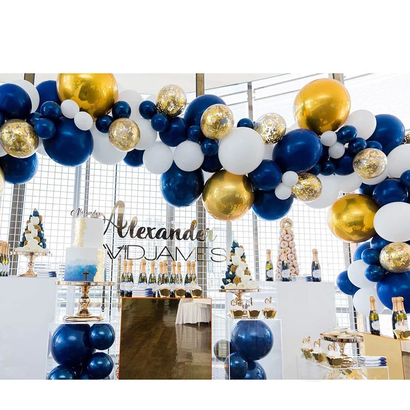 

102pcs/set DIY Latex Balloon Garland blue White Gold Confetti ballons Mixed Wedding decoration Birthday Baby Shower Party Decor