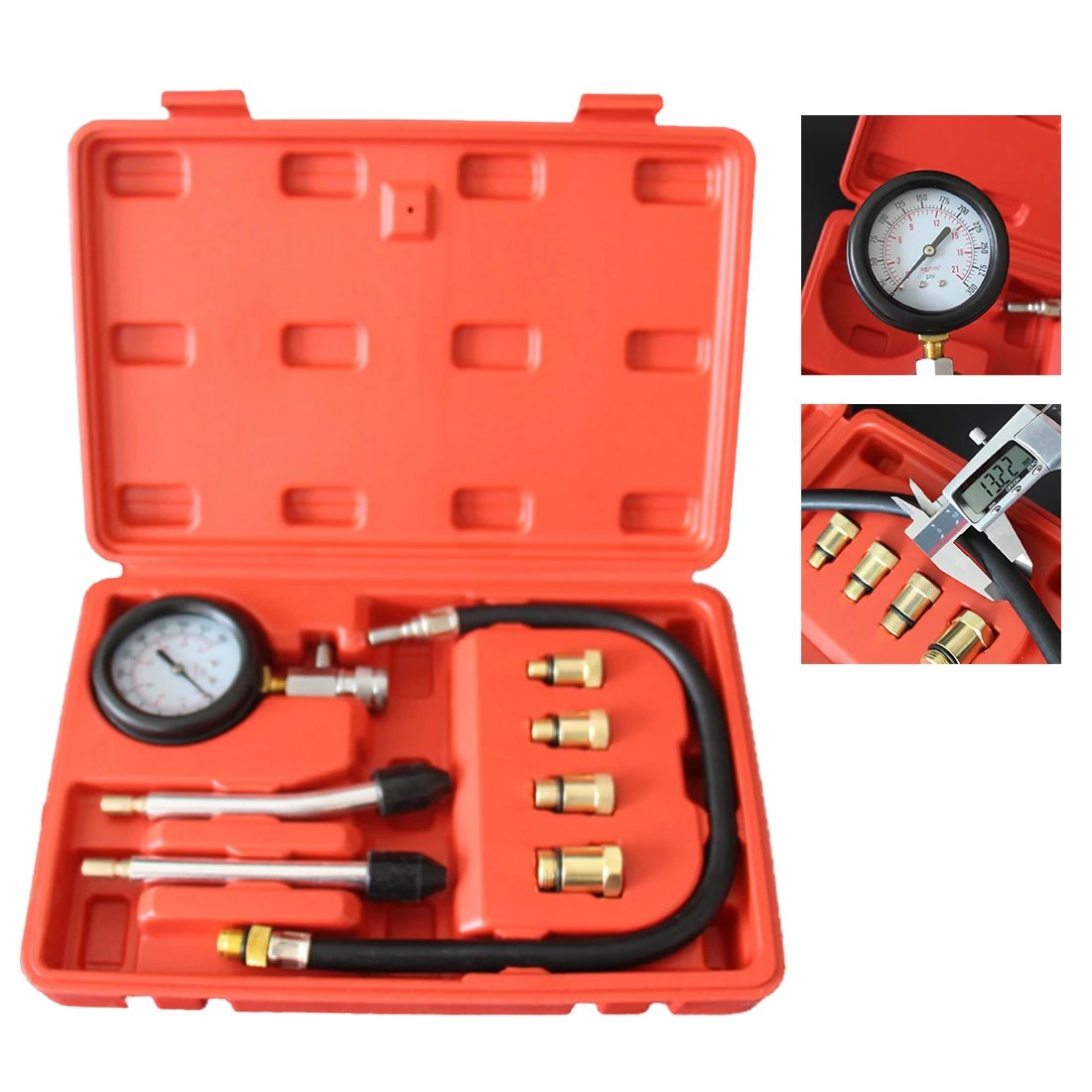 

8 шт./компл. 0-300psi автомобильный испытательный комплект Авто бензиновый газовый двигатель цилиндр диагностический набор инструментов авто б...