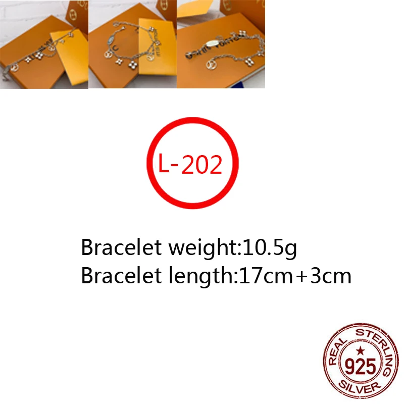 

L202 S925 Sterling Silver Bracelet New Brand Trend Couple Letter L Personality Fashion Style Simple Style Gift Hot Sale