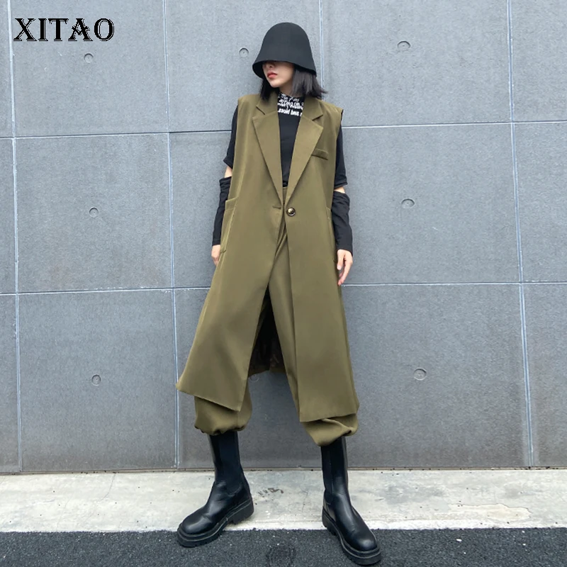 XITAO однотонный комплект из двух предметов Женская свободная уличная одежда с