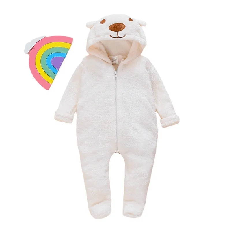 

Newborn Baby Rompers Winter Clothes Long Sleeve Hoddies Bear Zipper Boys Girls Jumpsuits Autumn Wear