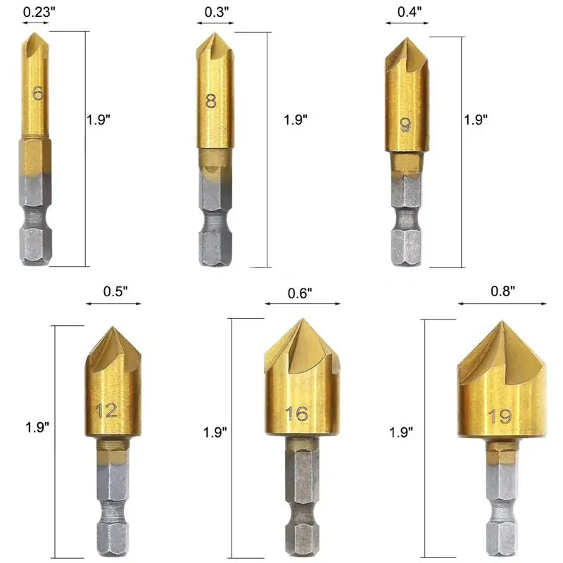 New-8Pcs деревянная вилка лазерный резак 6 шт. 1/4 дюйма шестигранным 5 Флейта 90