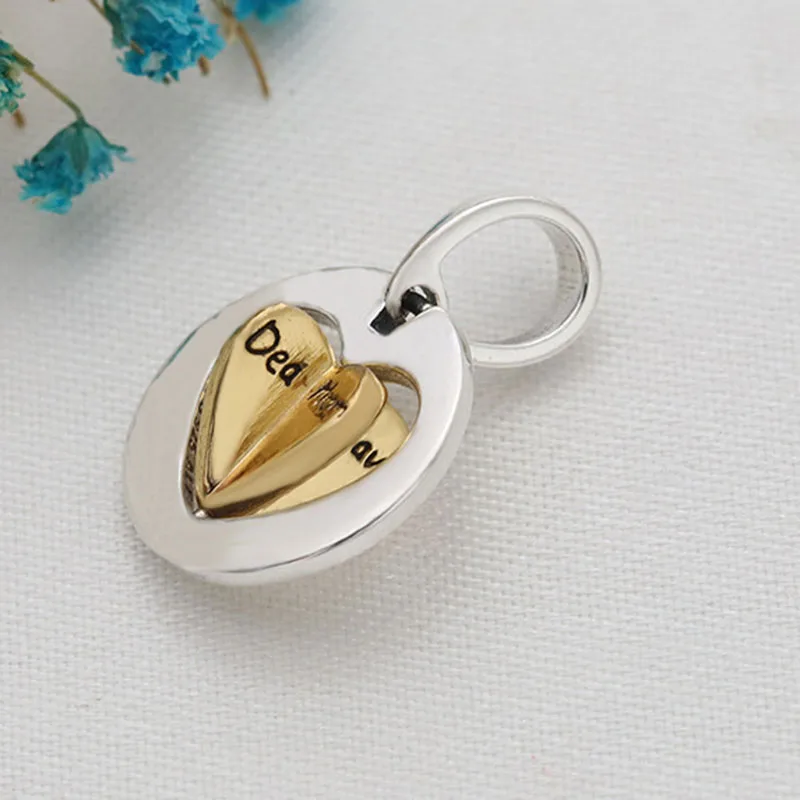 

100% 925 Sterling Silver Charm New Mother's Heart Spinning Love Pendant Fit Pandora Women Bracelet & Necklace Diy Jewelry