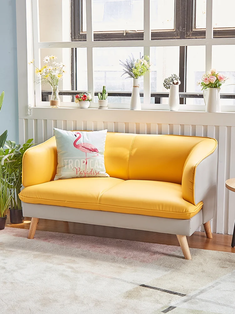 

Small family Nordic paper art money rent double sitting room sofa two contracted and contemporary three leather sofa