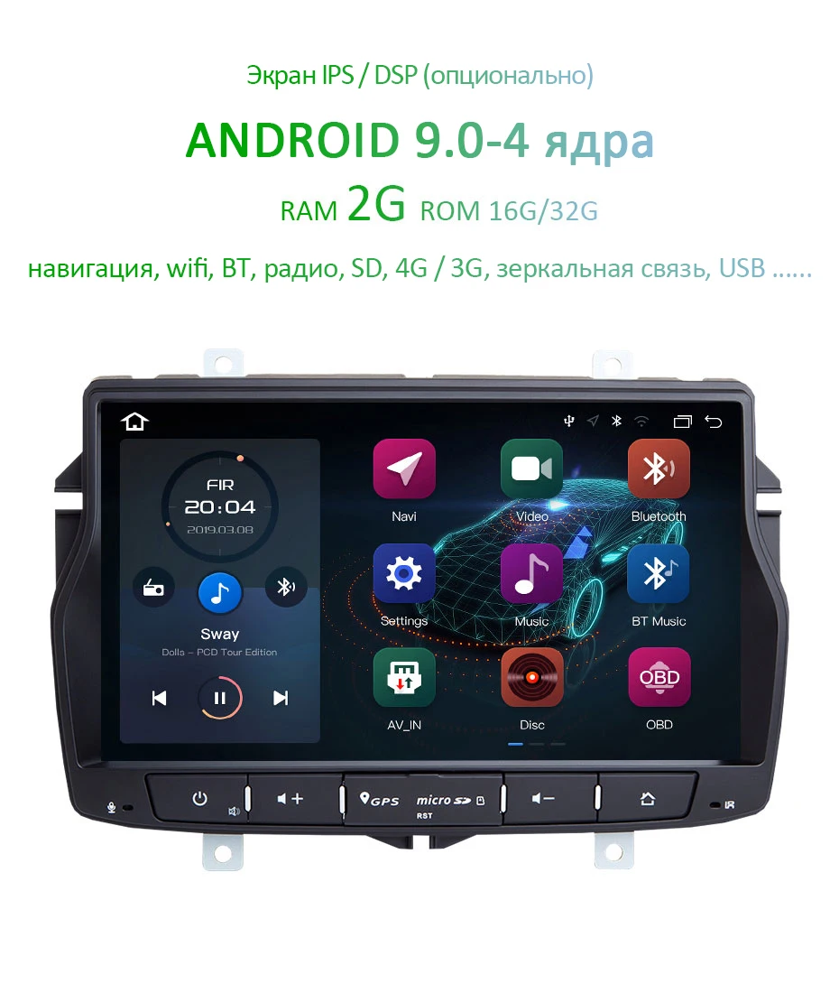 DSP ips Android 9,0 4G ram 64G Автомобильный gps для Lada Vesta- Радио Стерео навигация Аудио мультимедиа без dvd плеера