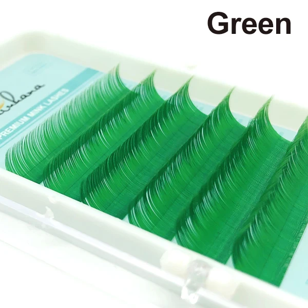 Green Mixed Length NATUHANA Премиум норковые красные розовые коричневые фиолетовые синие зеленые белые радужные ресницы для наращивания натуральные Мягкие Накладные цветные ресницы - Цвет: Green Mixed Length
