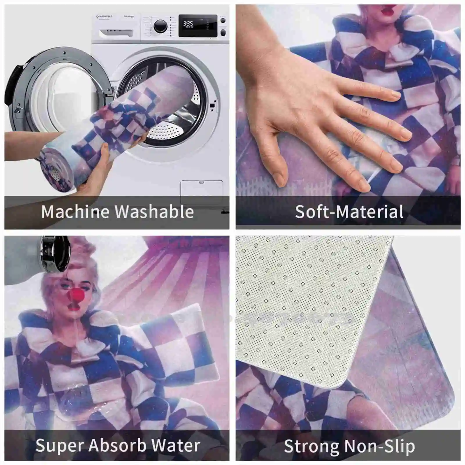 Мягкий коврик Smile домашний с рисунком неонового флага и неба