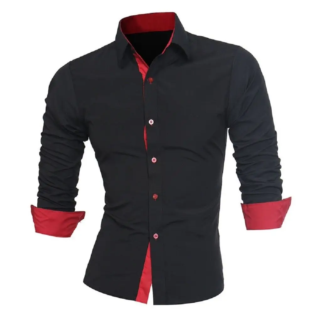 

Formal Business Stylish Slim Fit Long Sleeve Basic Dress Shirts Solid Color Personality Long-sleeved Casual Shirt Business Shirt