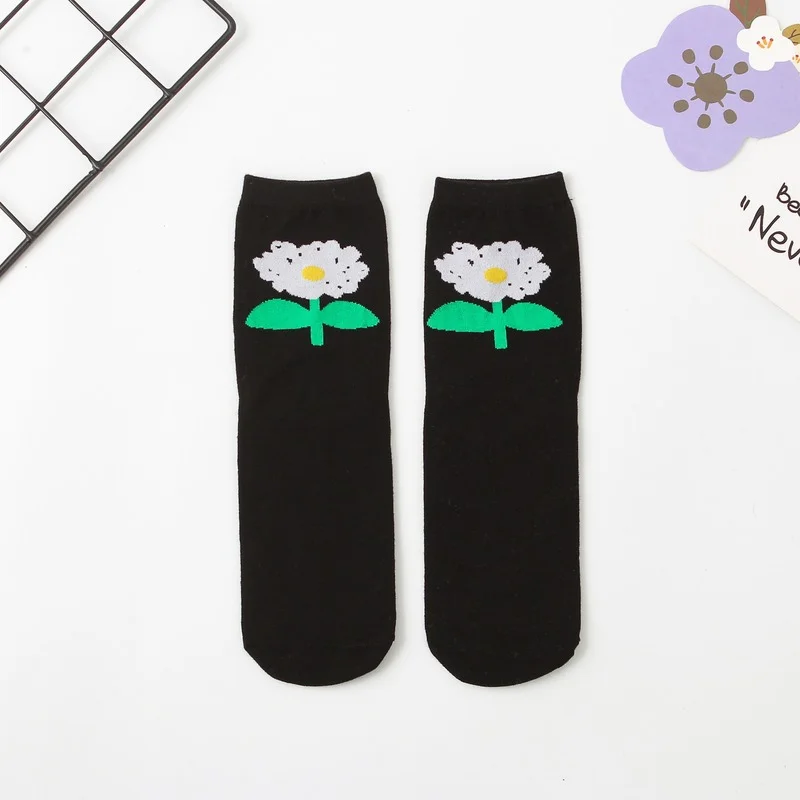 

Cartoon Women Socks Flowers Cotton Sock Lovely Ladies Colorful Unisex High Casual Soft Sox Girls Spring Autumn Trendy Skarpetki