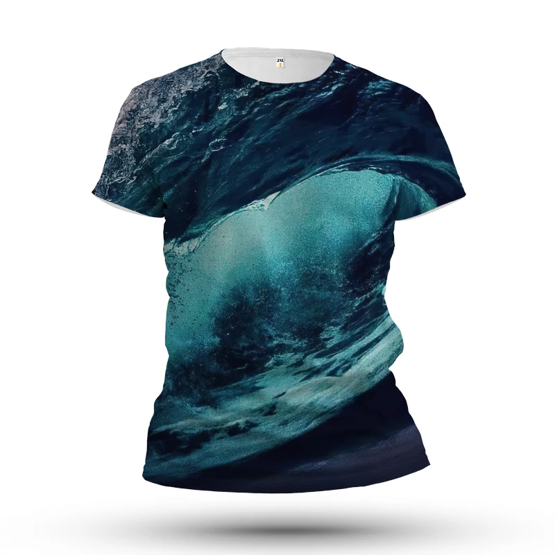 

Summer 3D Ocean Wave Scenery Color Printing Men's T-shirt Fashion Breathable Personality Trend Hip-hop Short Sleeve