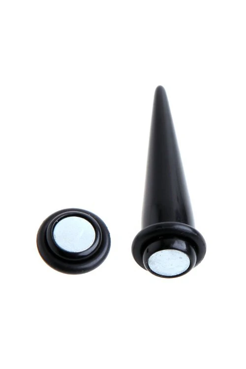 

1 Pair Black Magnetic Fake Cheater Ear Expander Taper Plug Stretcher (2g 6mm)