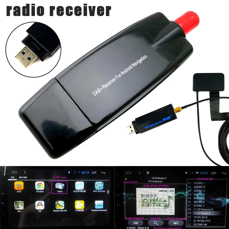 

Car USB DAB Receiver Antenna Adapter Portable Support RDS Function for Car Radio DU55