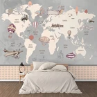 Настенная ретро-карта мира на заказ, самолёт с ручной росписью, воздушный шар, детская комната, для мальчиков, спальня, обои, Декор, водонепроницаемые
