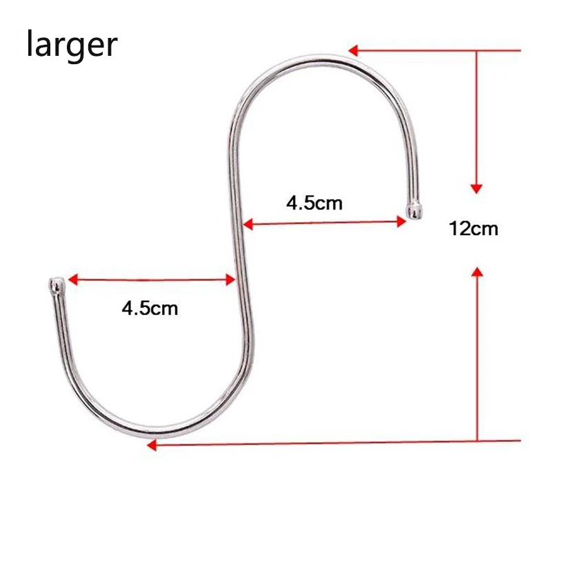 

1pc Stainless Steel Practical Hooks S Shape Kitchen Railing S Hanger Hook Clasp Holder Hooks For Hanging Clothes Handbag Hook
