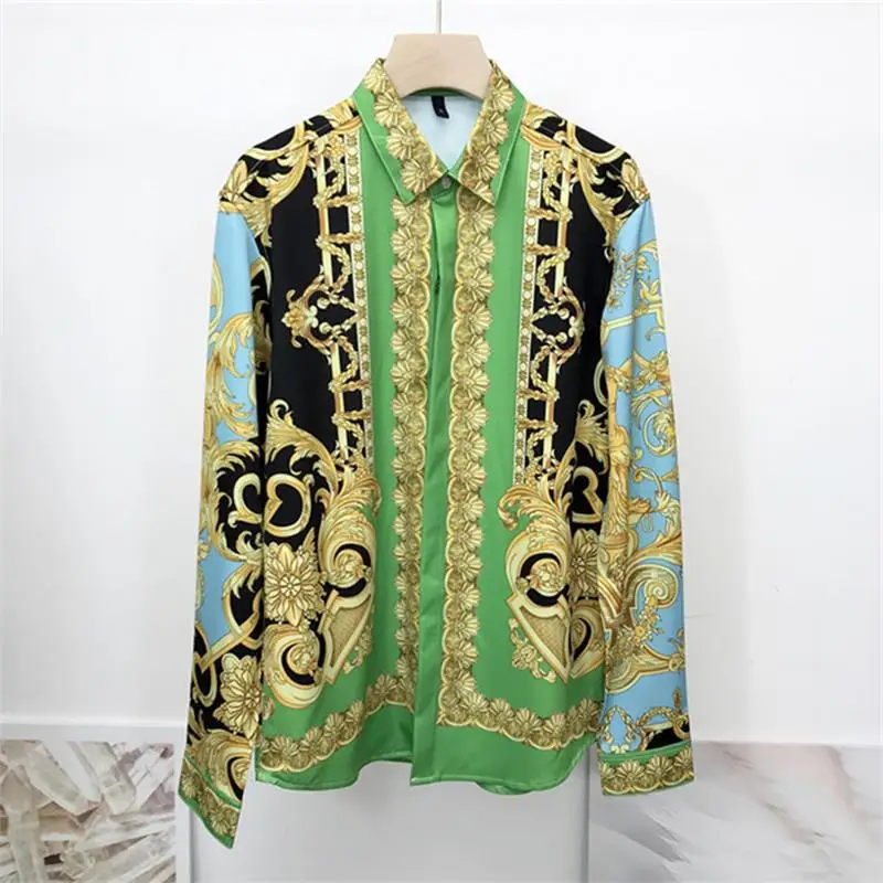 

Luxury Royal Shirt Men Casual Slim Fit Long Sleeve Men Paisley Print Shirt Camisa Social Masculina Manga Prom Party 2021 New
