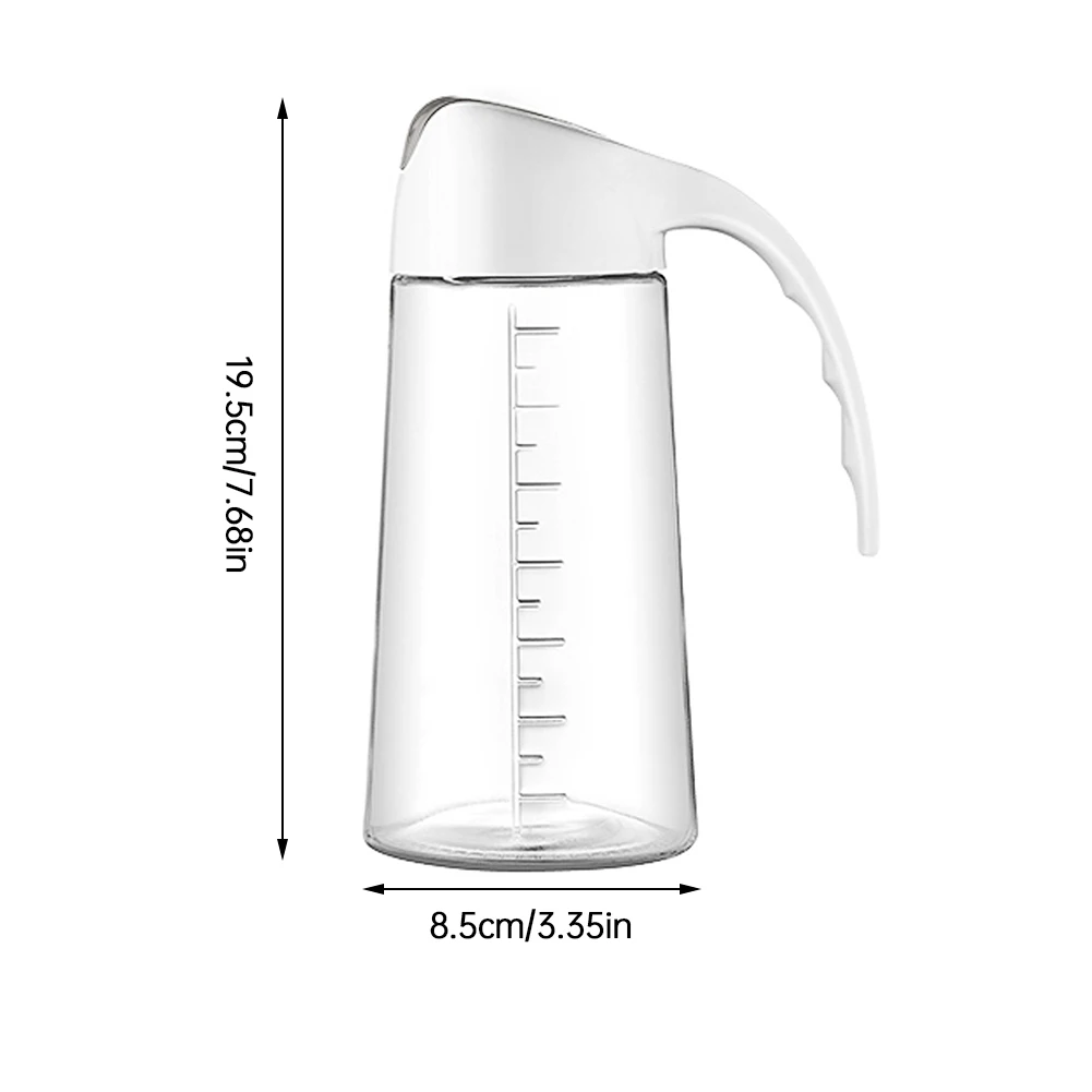 

Oil Dispenser Leakproof Glass Condiment Auto Cap 630ml Leakproof Container Non-Slip Non-Drip Spout Handle Automatic Cap Kitchen