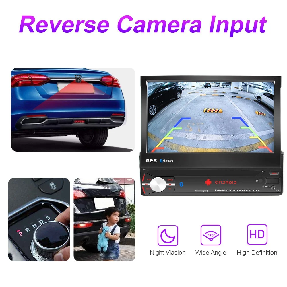 1 DIN Android 9 0 выдвижной складной автомобиль радио GPS Wi Fi плеер 7 дюймовый