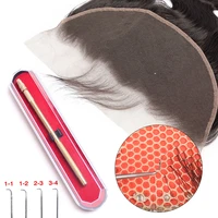 alileader human hair extensions tool ventilating needles for wig making profession wig making kit 4 pcs wig needle and holder