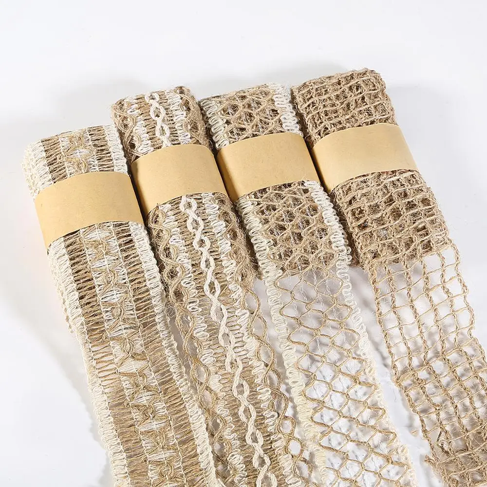 2 м/рулон натуральное конопляное полая Лента Джутовая Мешковина Кружева вечерние