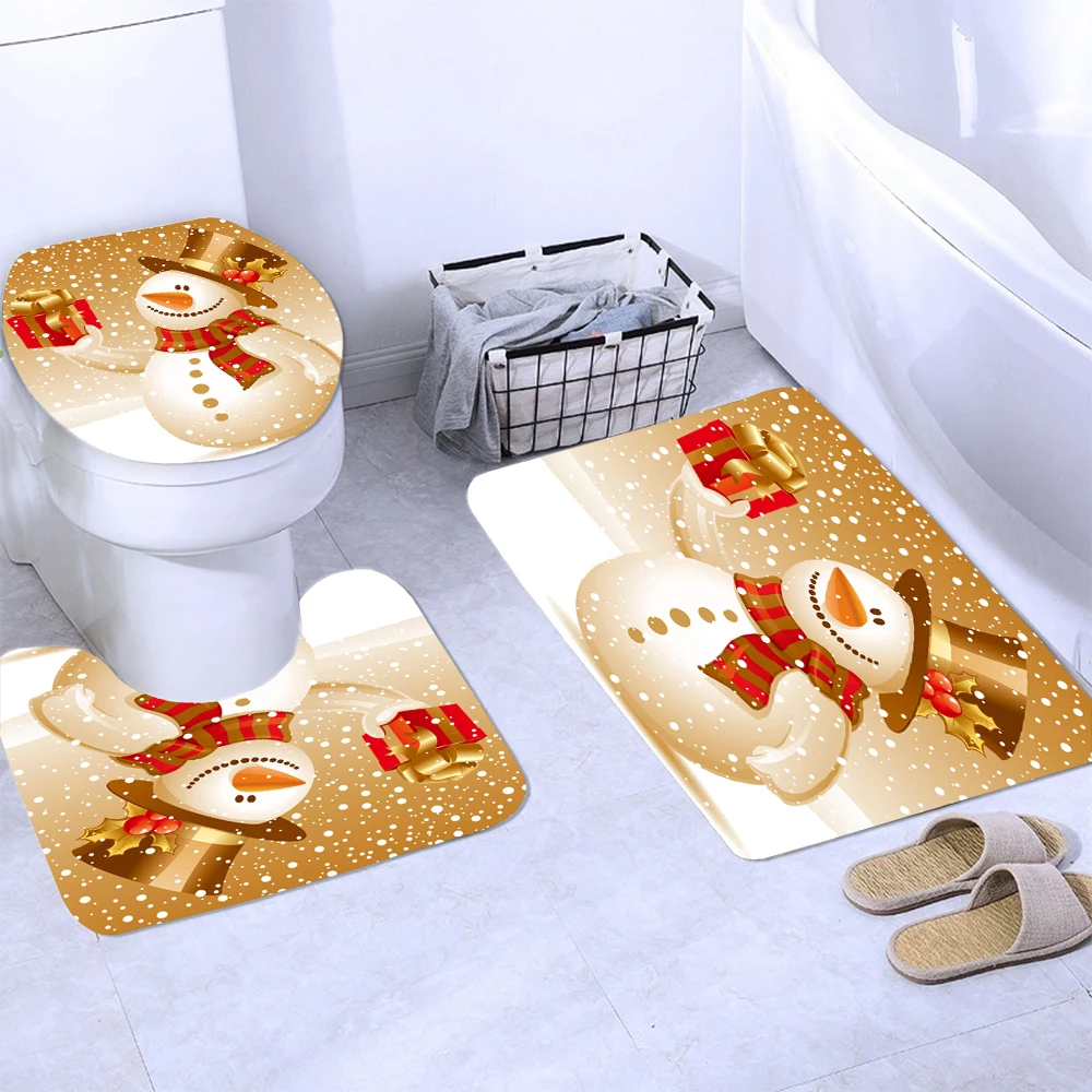 Рождественская занавеска для душа ванной комплект s Противоскользящий коврик с