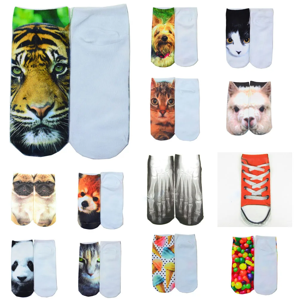 Носки Короткие хлопковые дышащие с 3D принтом скелета 1 пара | Женская одежда