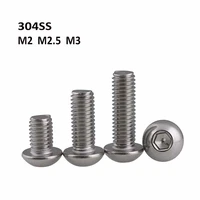 m2 m2 5 m3 304 stainless steel pan head hexagon bolts a2 round head hex socket screws length 3mm 60mm