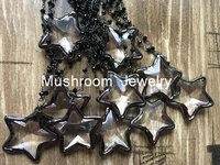 black crystal rosary chain link bead gunblack solder star charmpendant choker necklace good quality gun black color