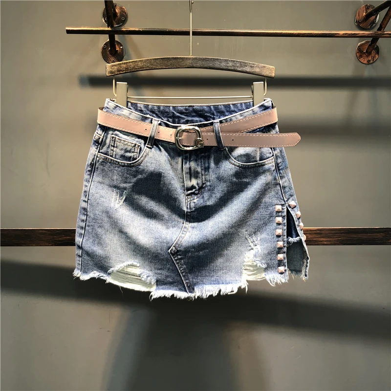 Женская джинсовая юбка с высокой талией короткая нестандартного размера