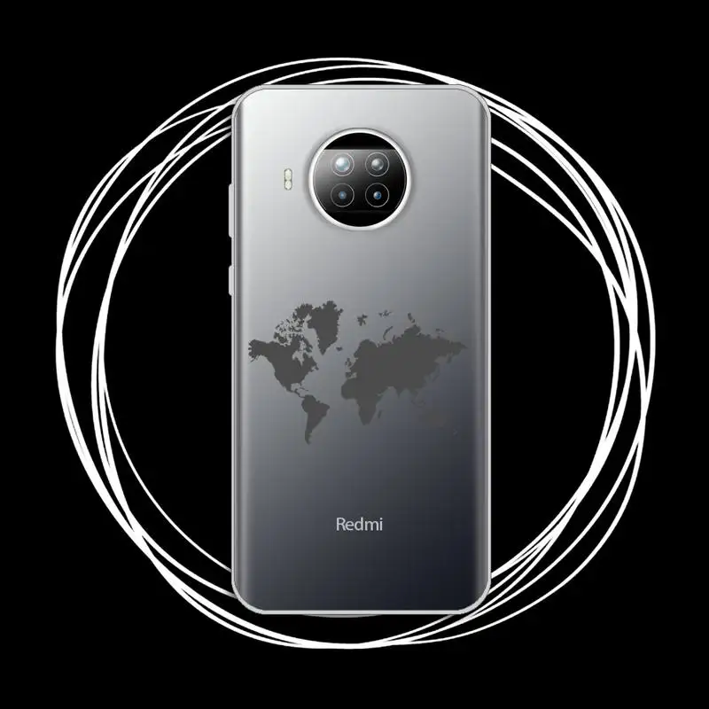 

Black line simple airplane world map Phone Case Transparent for xiaomi redmi note 8 9 9s 11 10t lite pro