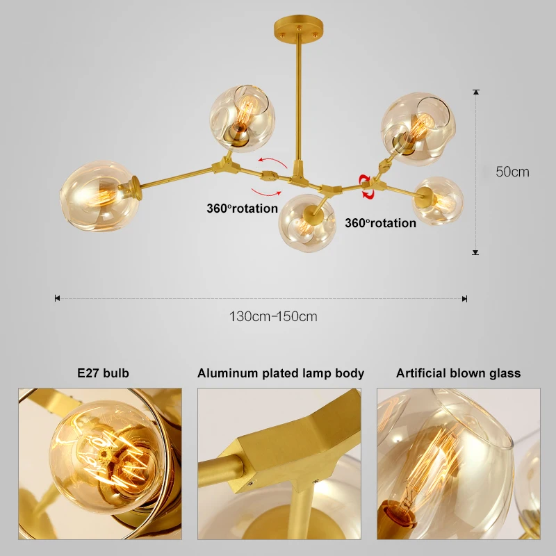 Скандинавская железная арт Люстра для выпечки дизайнерская лампа гостиной