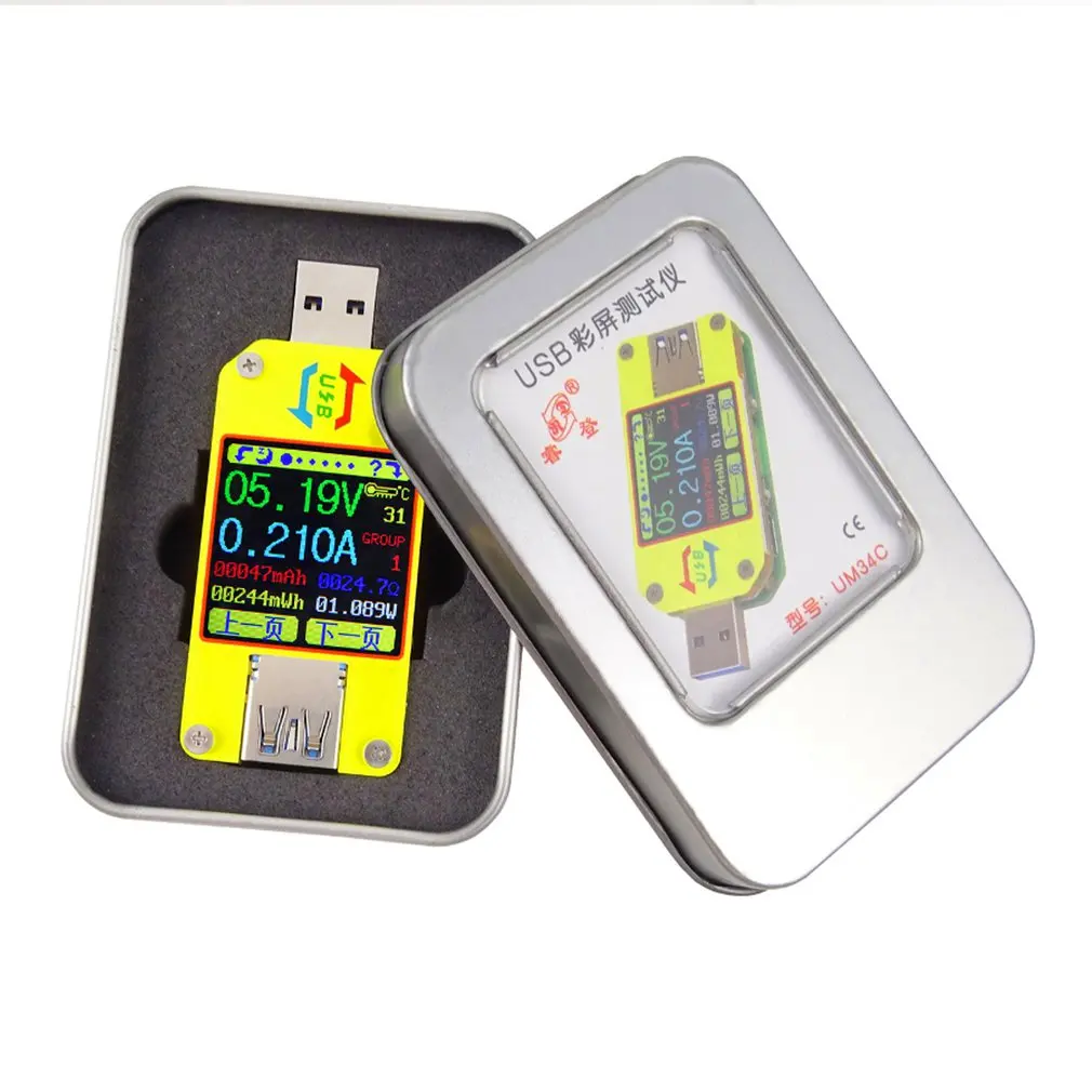 RD UM34 UM34C вольтметр usb тестер для приложения USB 3 0 тип-c DC Амперметр измеритель